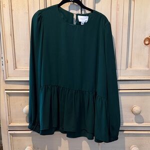 Tuckernuck Deep Green Peplum Blouse